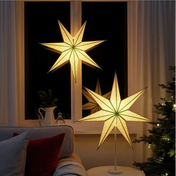 Ikea STRALA Star pendant lamp shade leaf gold/dot pattern 28 " Star Sky Lights - Picture 5 of 6